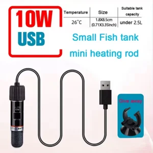 Mini grzałka USB akwarium 26°C – stała temperatura do nano zbiornika i żółwia Czarny