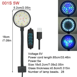 Mini lampa LED USB do akwarium z klipsem W