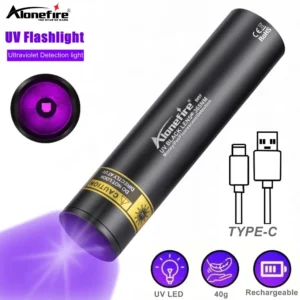 Mini latarka UV 365 nm do wykrywania moczu kota i psa USB Czarny