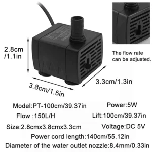 Mini zanurzalna pompa filtrująca USB do akwarium 5V Pt