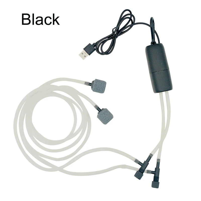 Mini pompa powietrza USB podwójna do akwarium z regulacją przepływu Biały