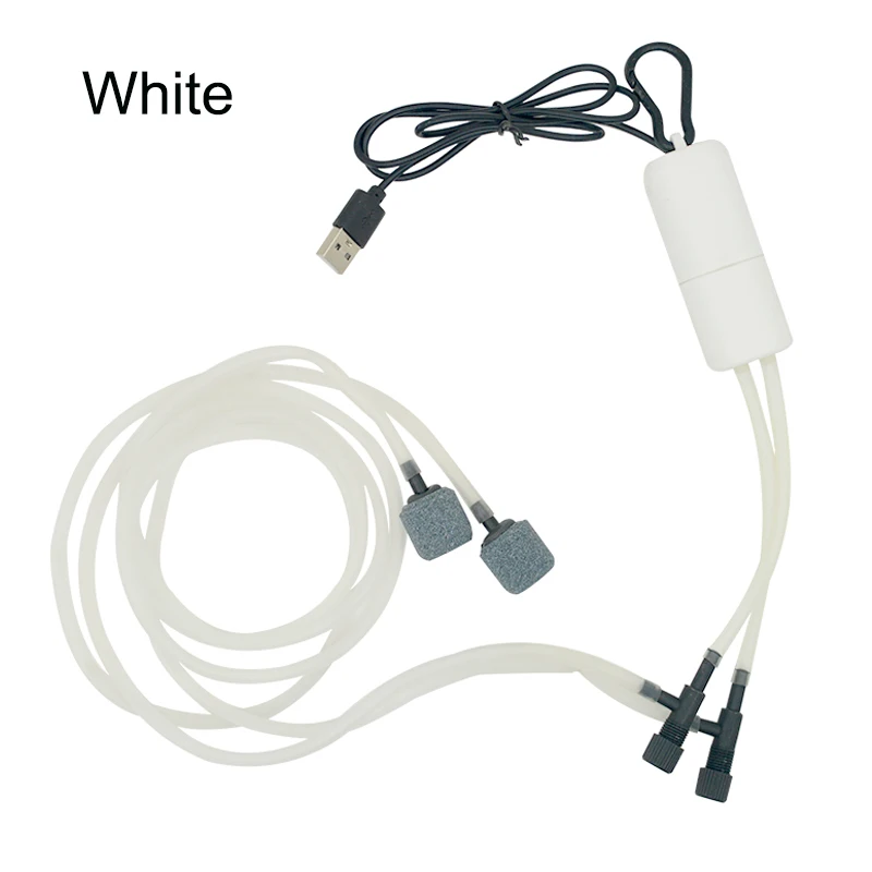Mini pompa powietrza USB podwójna do akwarium z regulacją przepływu Czarny