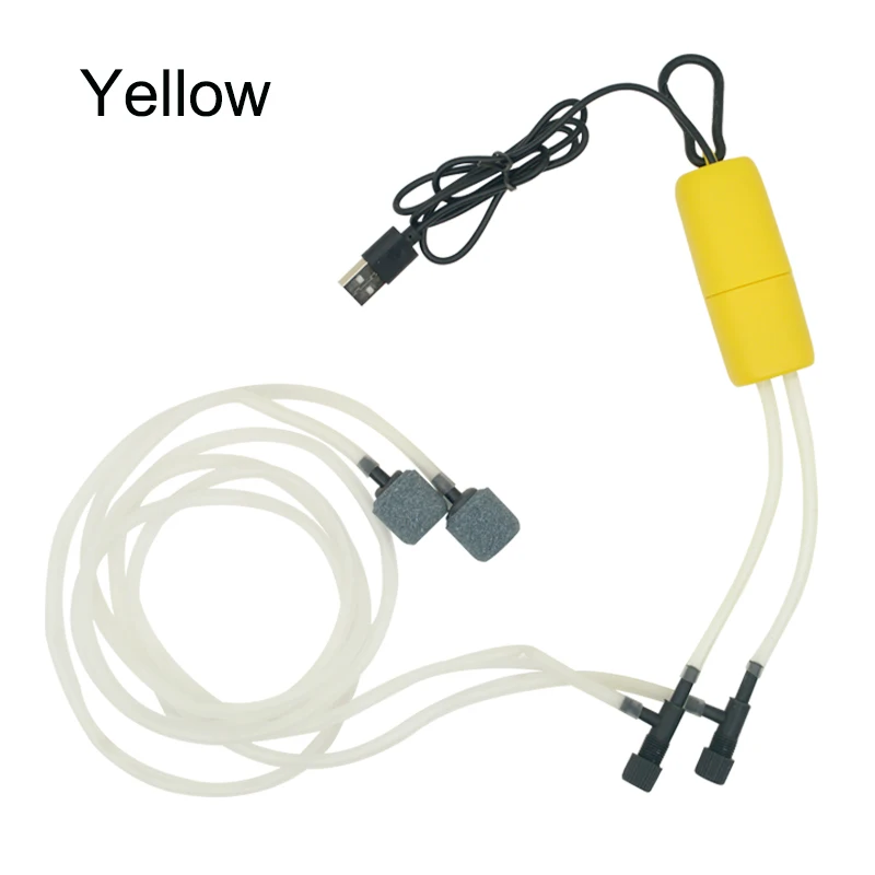 Mini pompa powietrza USB podwójna do akwarium z regulacją przepływu Czerwony