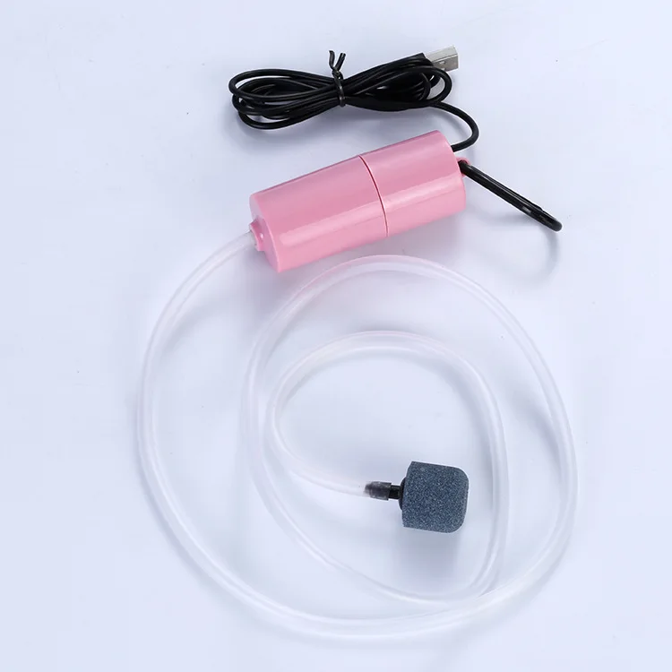 Mini pompa tlenowa USB do akwarium przenośna i cicha Różowy