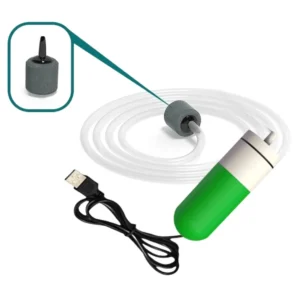 Mini pompka powietrza USB do akwarium — cichy przenośny oksygenator Szary