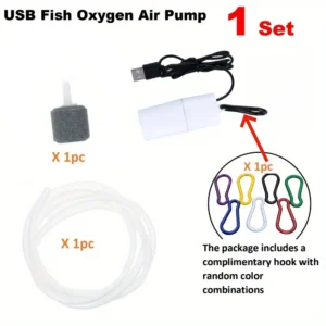 Mini pompka powietrza USB do akwarium – cichy aerator przenośny Biały