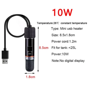 Mini pręt grzejny USB 26°C do akwarium – grzałka stałotemperaturowa ryby betta Biały