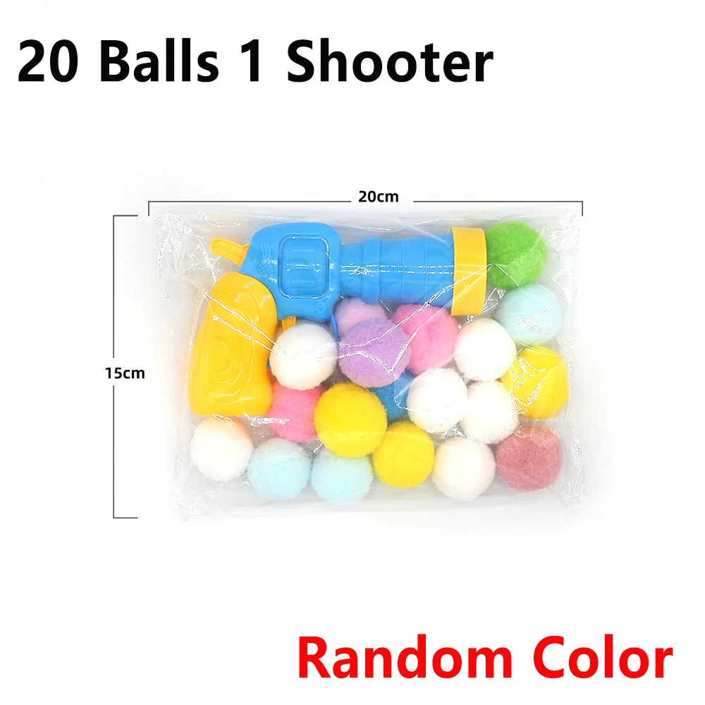 Mini strzelanka piłkami pluszowymi dla kota — pom pom set Czarny