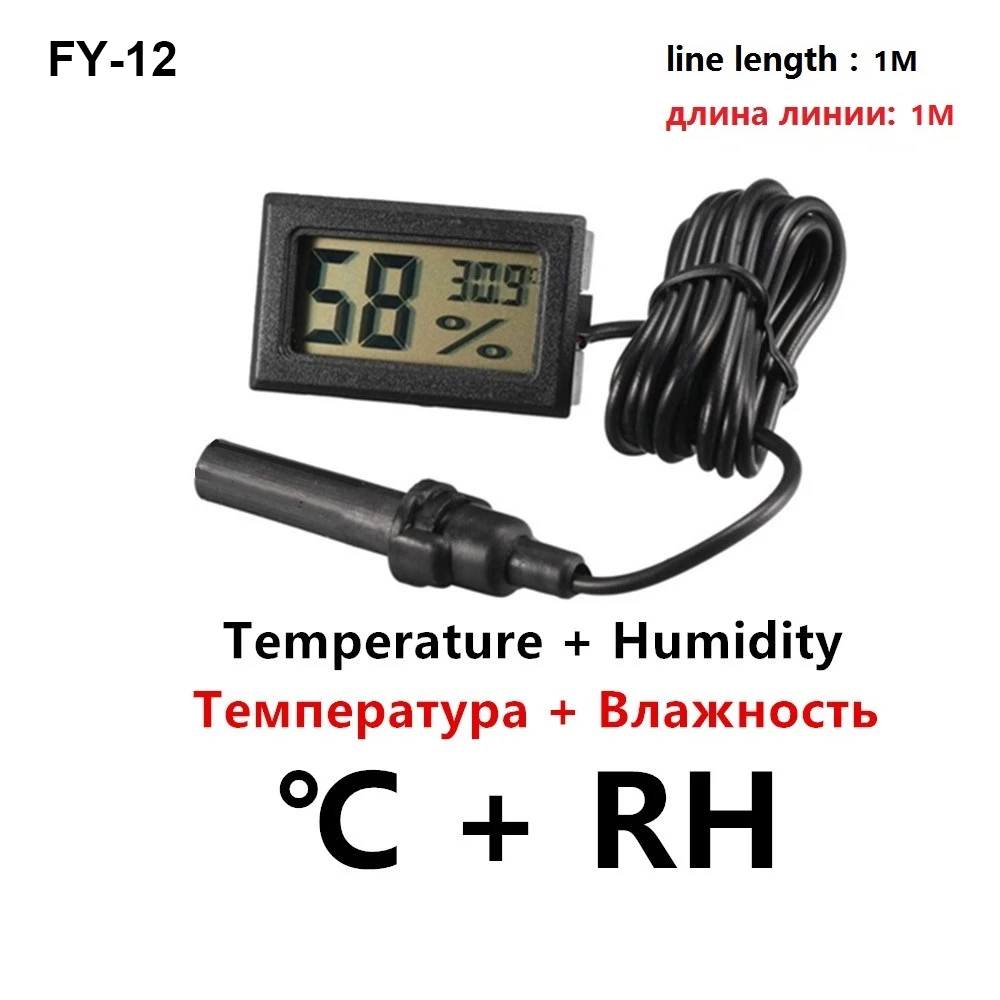 Mini termometr higrometr LCD do akwarium i inkubatora Czarny