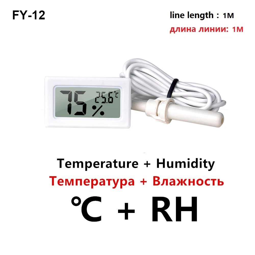 Mini termometr higrometr LCD do akwarium i inkubatora żółty
