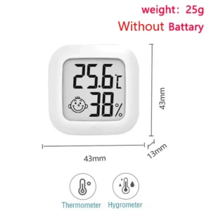 Mini termometr higrometr cyfrowy LCD z buzią smiley — czujnik wilgotności Złoto