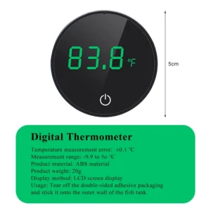 Mini termometr LCD do akwarium zewnętrzny z ładowaniem Type-C Biały