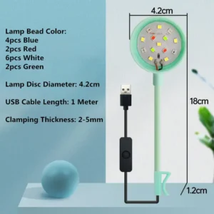 Miniaturowa lampa USB LED do małego akwarium 3W podwodna dekoracyjna Szary