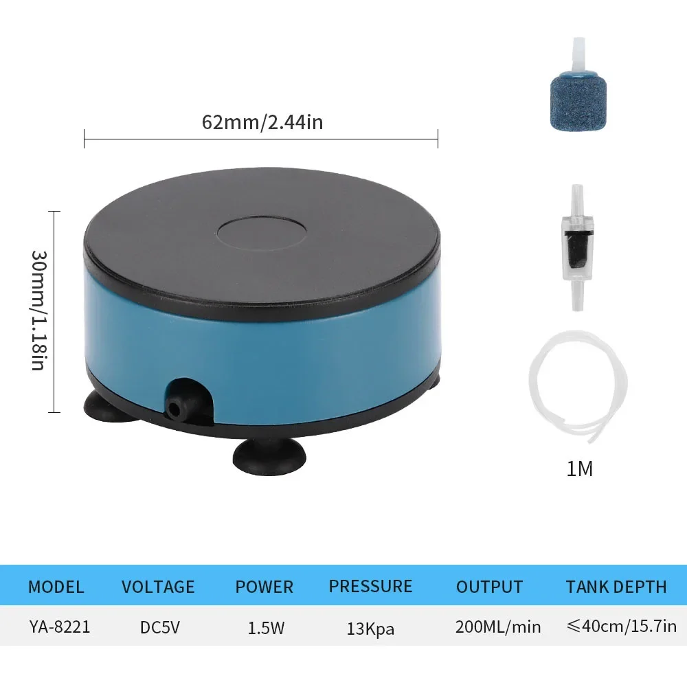 Nano pompka powietrza USB DC5V do akwarium z rybkami Betta i żółwiami Czarny