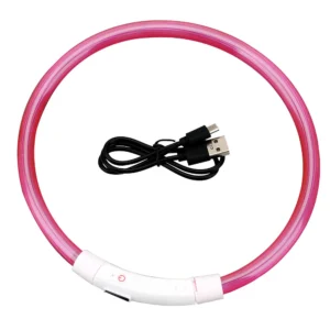 Obroża LED nocna z USB dla psa — migająca świecąca żółty