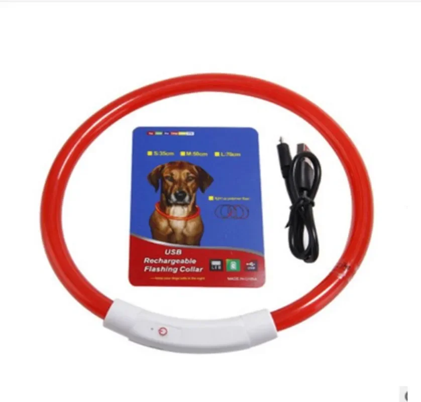Obroża LED TPU dla psa 70 cm akumulatorowa USB Czerwony