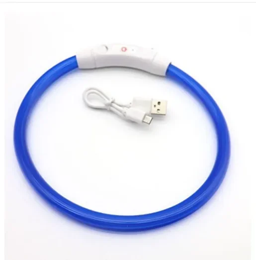 Obroża LED TPU dla psa 70 cm akumulatorowa USB Niebieski