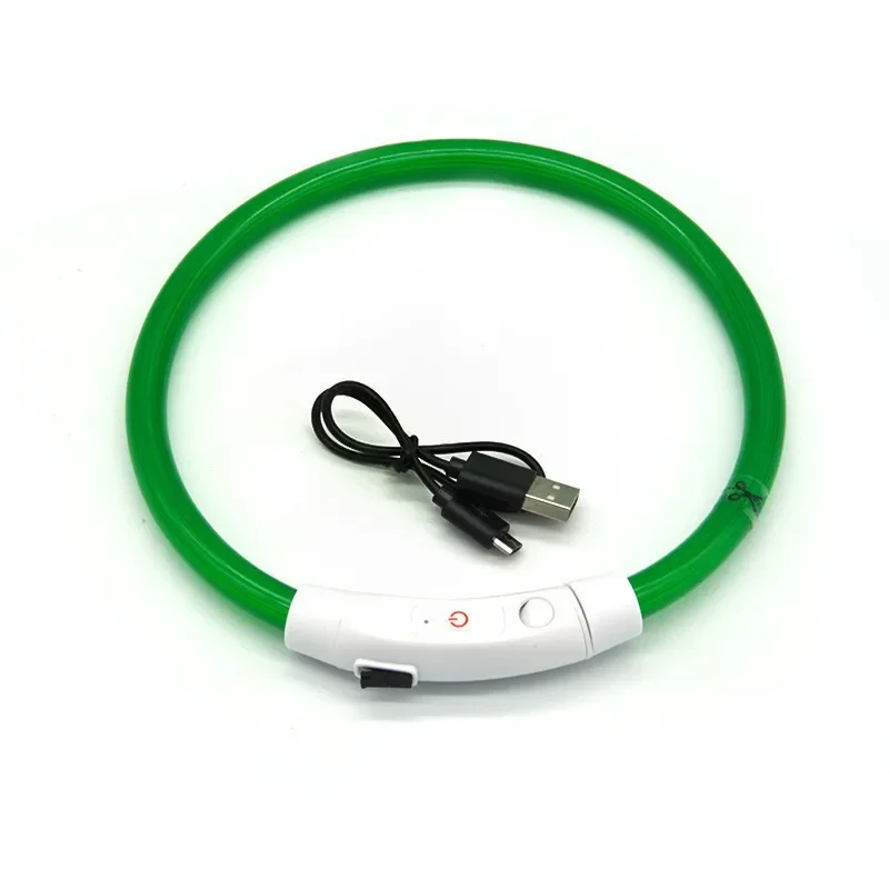 Obroża LED TPU dla psa 70 cm akumulatorowa USB Zielony