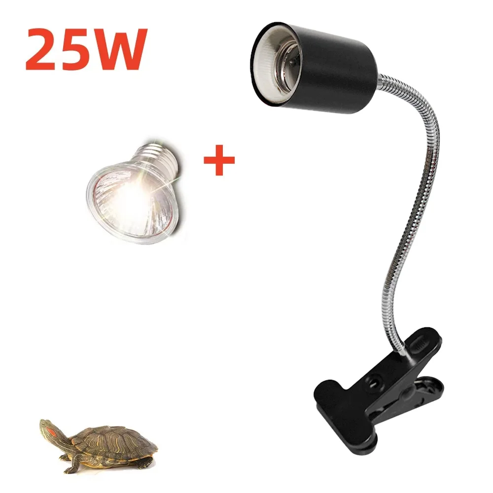 Obrotowa lampa UVA UVB z klipsem do terrarium żółwia i jaszczurki 25-75W Ciemny brąz