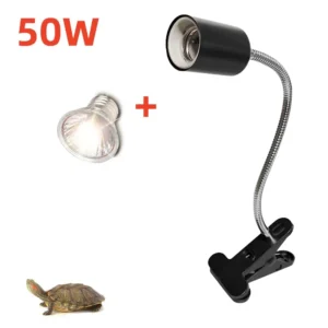 Obrotowa lampa UVA UVB z klipsem do terrarium żółwia i jaszczurki 25-75W Czerwony