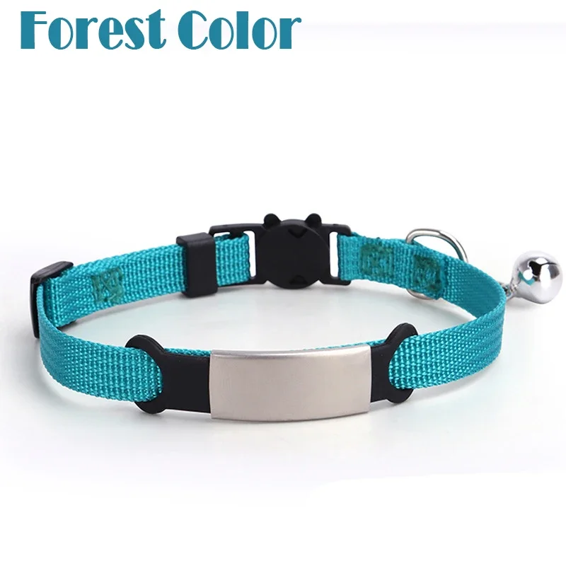 Obroża dla kota z bezpieczną klamrą, dzwonkiem i zawieszką Forest color collar