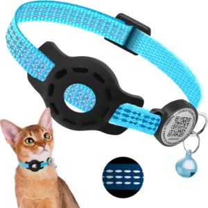 Obroża dla kota z etui na lokalizator i odblaskiem Blue(no tracker)