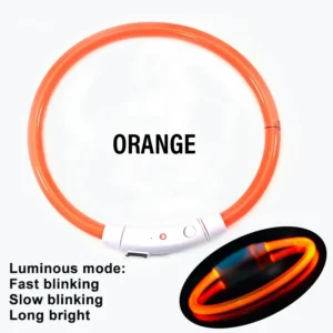 Obroża LED z 3 trybami świecenia ładowana USB dla psów i kotów Różowy