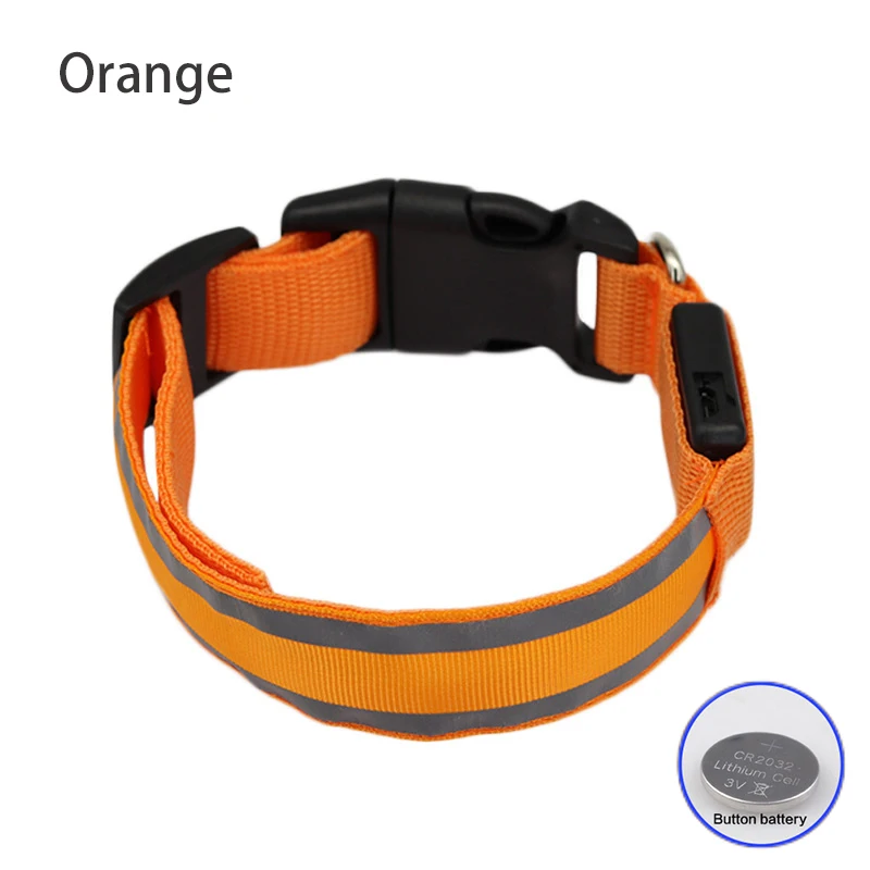 Obroża LED dla psa USB lub bateria guzikowa – migająca świecąca Szary