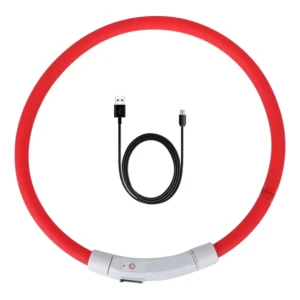 Obroża LED USB dla psa zapobiegająca zgubieniu — akcesoria bezpieczeństwa Czerwony