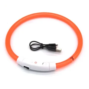 Obroża LED z włóknami optycznymi dla psa – ładowanie USB Pomarańczowy