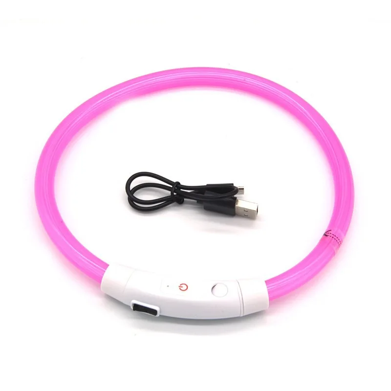 Obroża LED z włóknami optycznymi dla psa – ładowanie USB Różowy