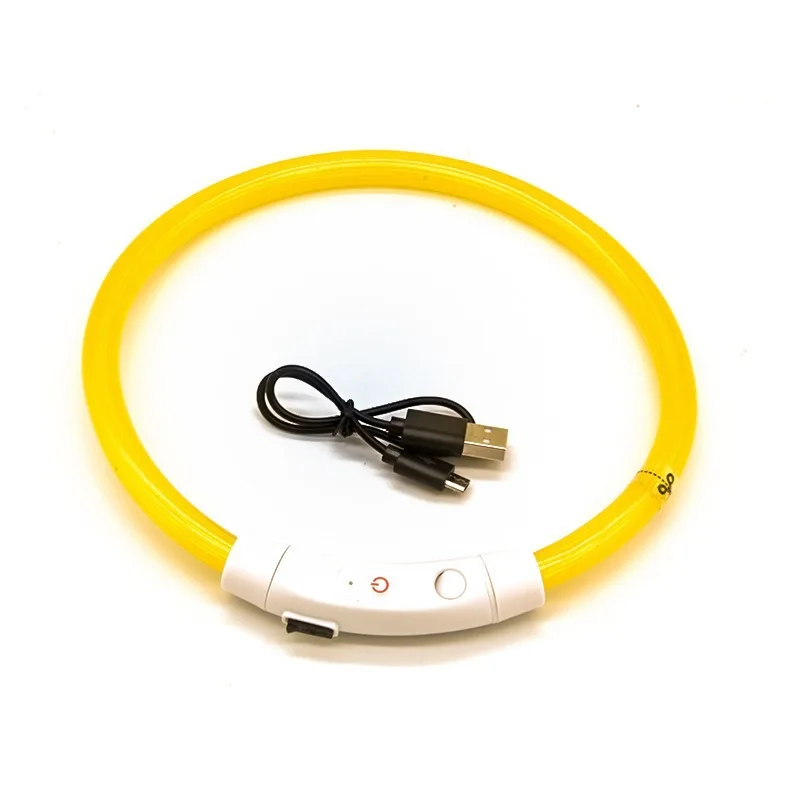 Obroża LED z włóknami optycznymi dla psa – ładowanie USB żółty
