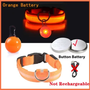 Obroża LED z zawieszką dla psa i kota – USB + bateria guzikowa Jasnoszary