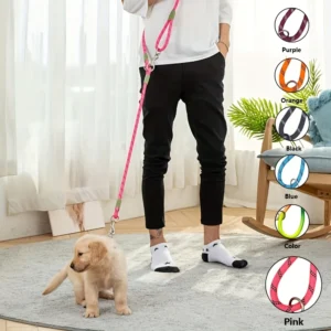 Odblaskowa smycz hands-free do biegania z psem regulowana Czarny