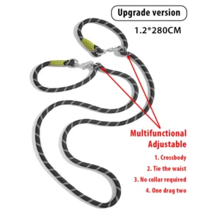 Odblaskowa smycz dla psa CAWAYI rozwijana hands-free Różowy