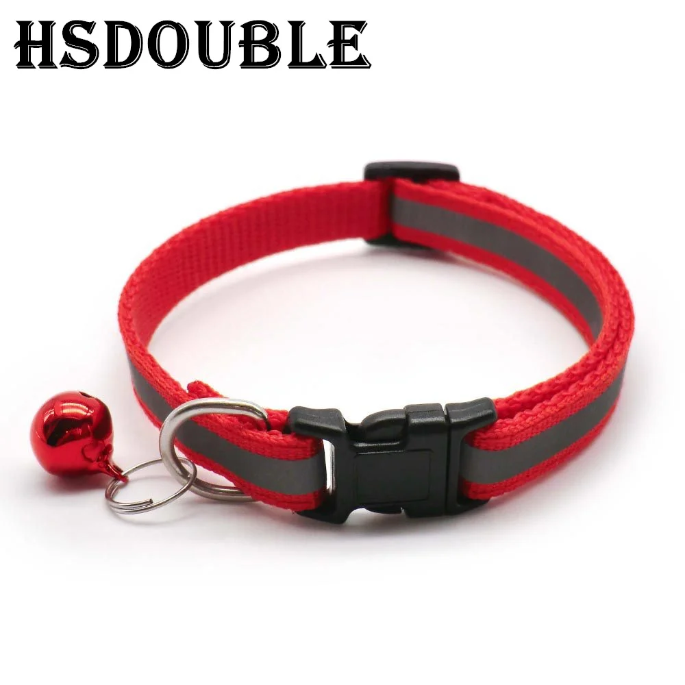 Odblaskowe obroże dla kota z dzwoneczkiem, zestaw 2 szt. Czerwony