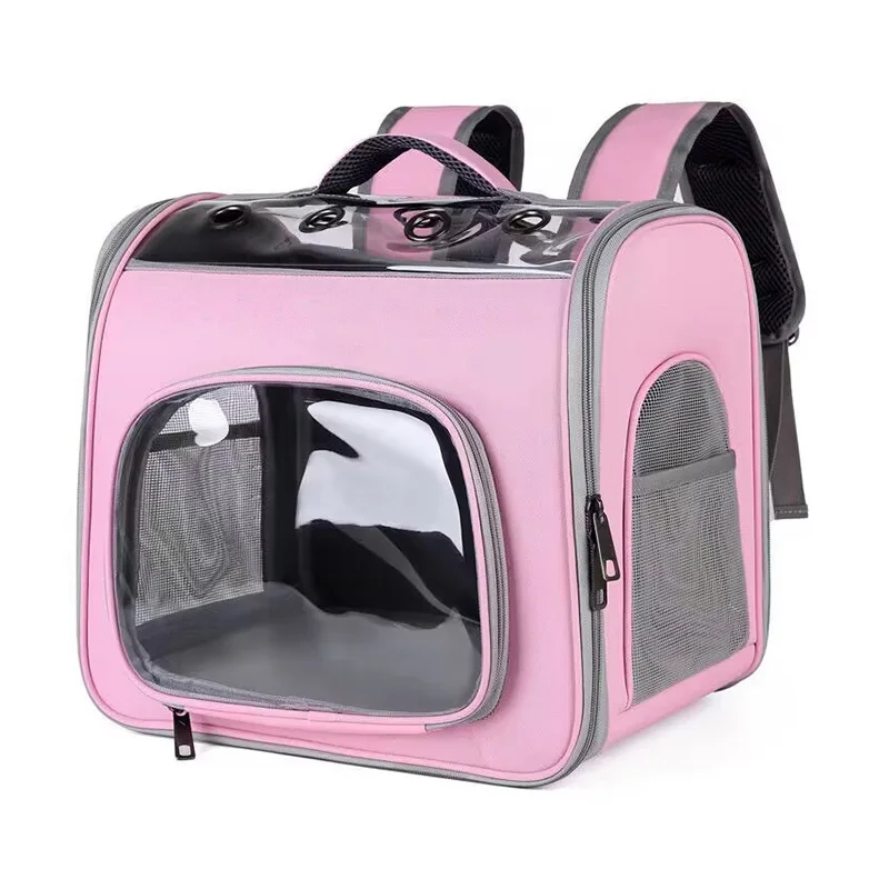 Oddychający plecak transporter dla kota i małego psa (do 7,5 kg) Różowy