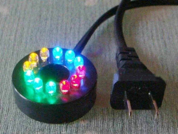 Okrągła lampa LED do akwarium i pompy fontannowej – dekoracja zbiornika Czerwony