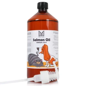 Olej z łososia norweski dla psa i kota Mersjo 1000ml Omega 3 i 6 