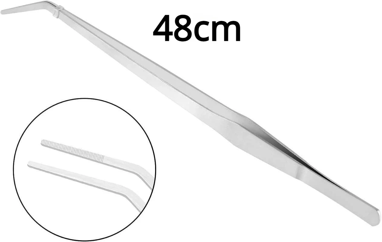 Pęseta 38/48 cm ze stali nierdzewnej do akwarium i sadzenia roślin wodnych Czerwony