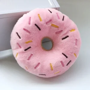 Pluszowy donut dla psa z piszczkiem Różowy