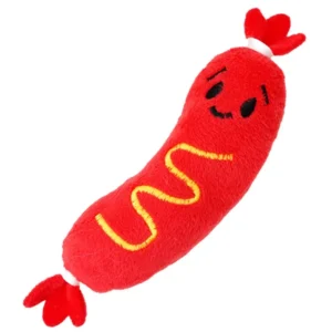 Pluszowy hot dog - piszcząca zabawka dla psa Czerwony