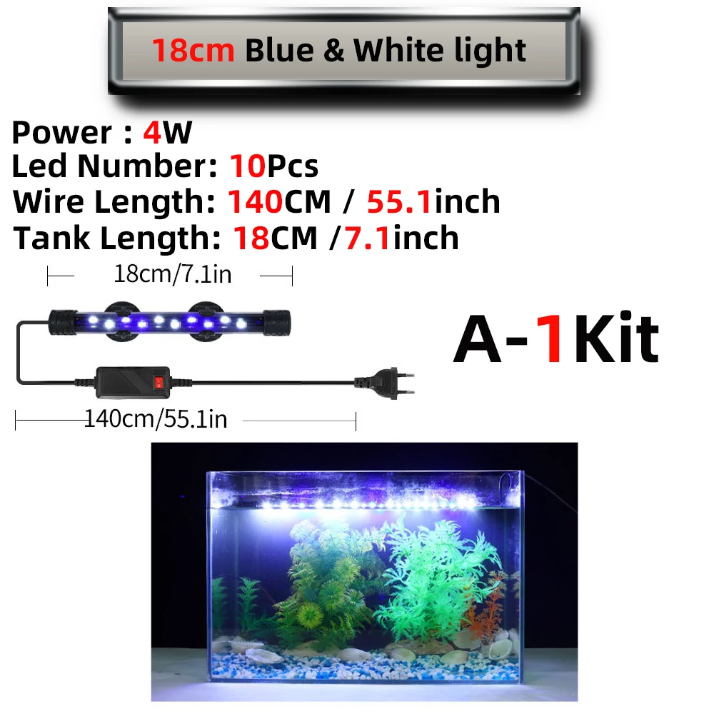 Podwodna lampa LED z klipsem do akwarium 220V do roślin i dekoracji Biały