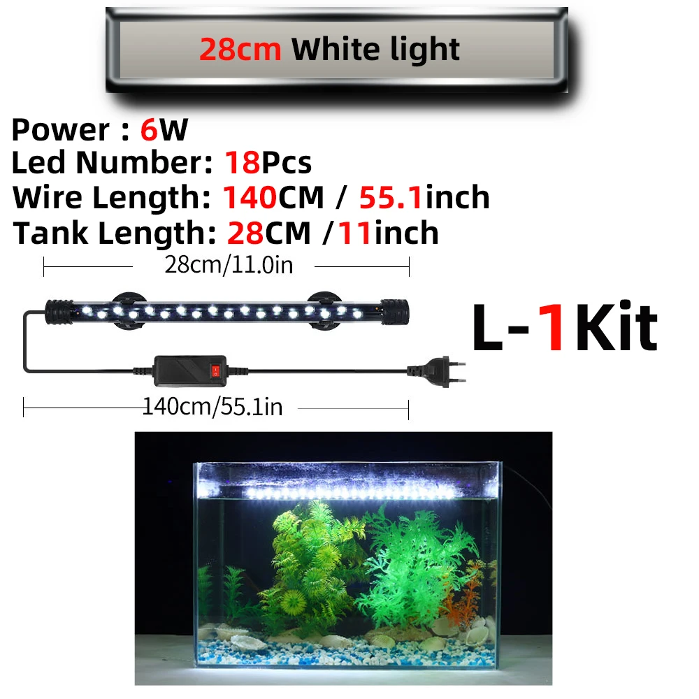 Podwodna lampa LED z klipsem do akwarium 220V do roślin i dekoracji Burgundia