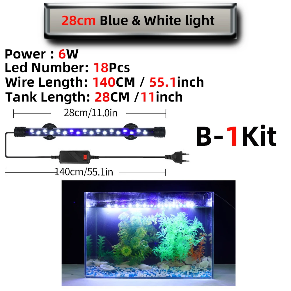 Podwodna lampa LED z klipsem do akwarium 220V do roślin i dekoracji Czarny