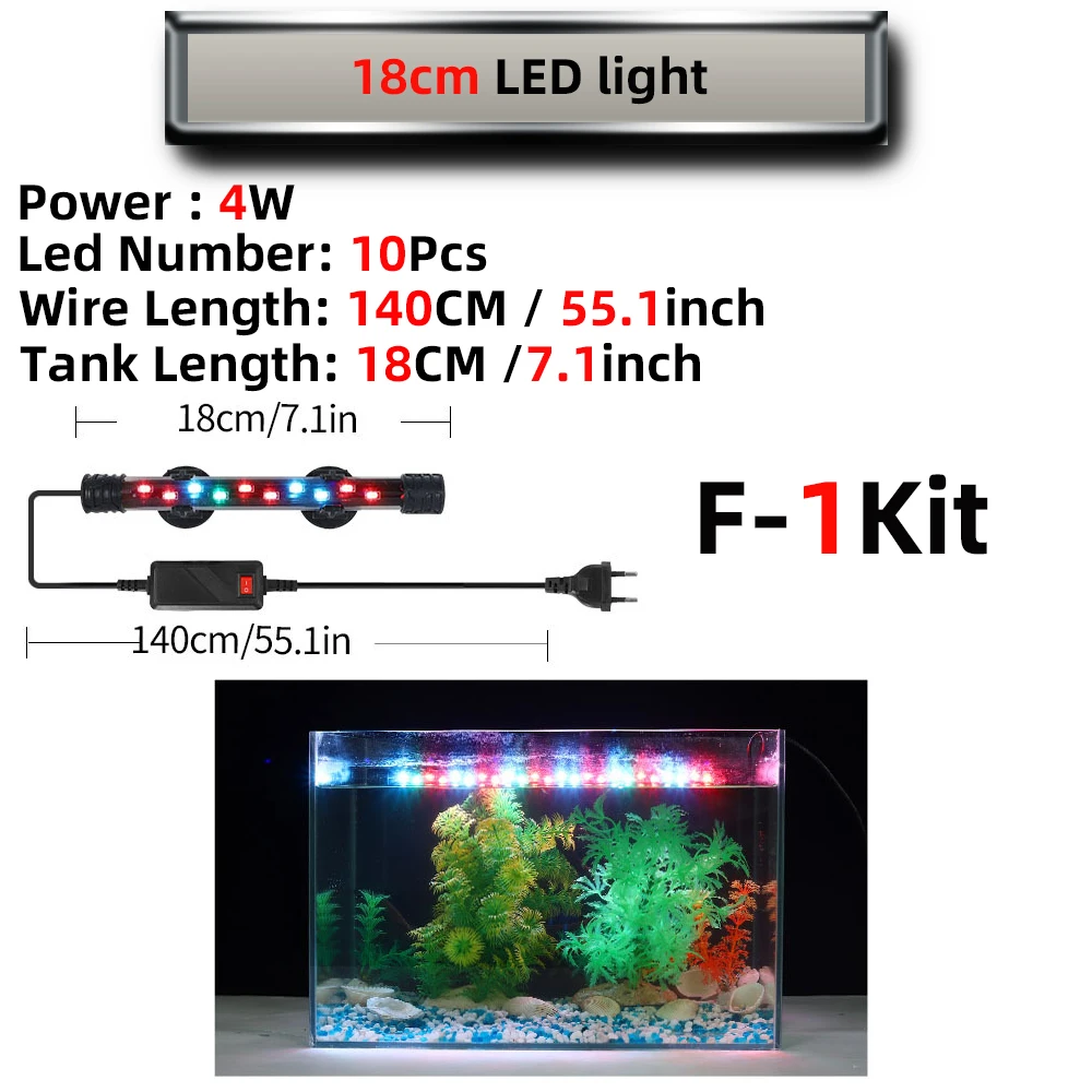 Podwodna lampa LED z klipsem do akwarium 220V do roślin i dekoracji Niebieski
