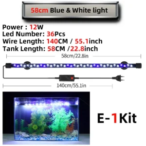 Podwodna lampa LED z klipsem do akwarium 220V do roślin i dekoracji Szary