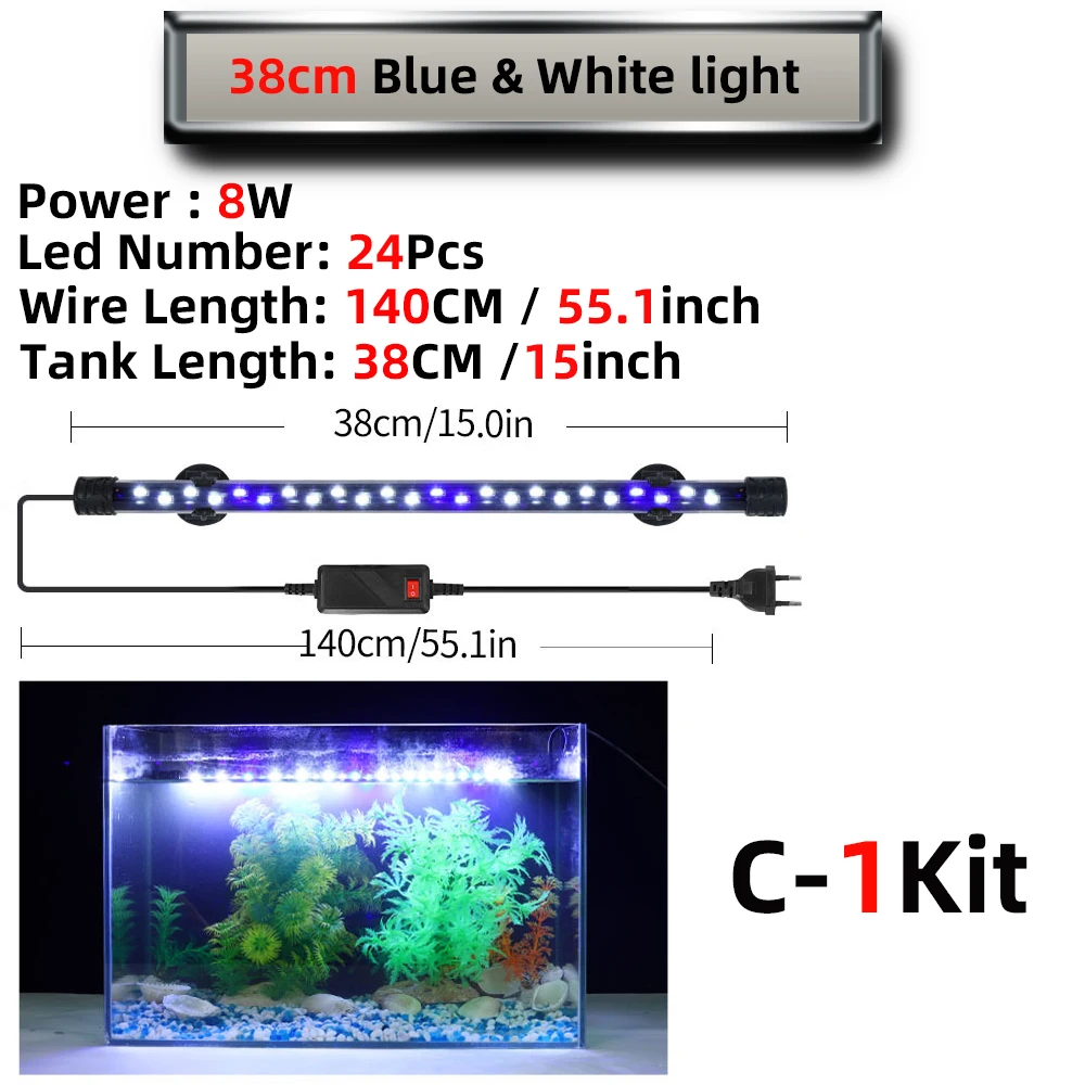 Podwodna lampa LED z klipsem do akwarium 220V do roślin i dekoracji Zielony
