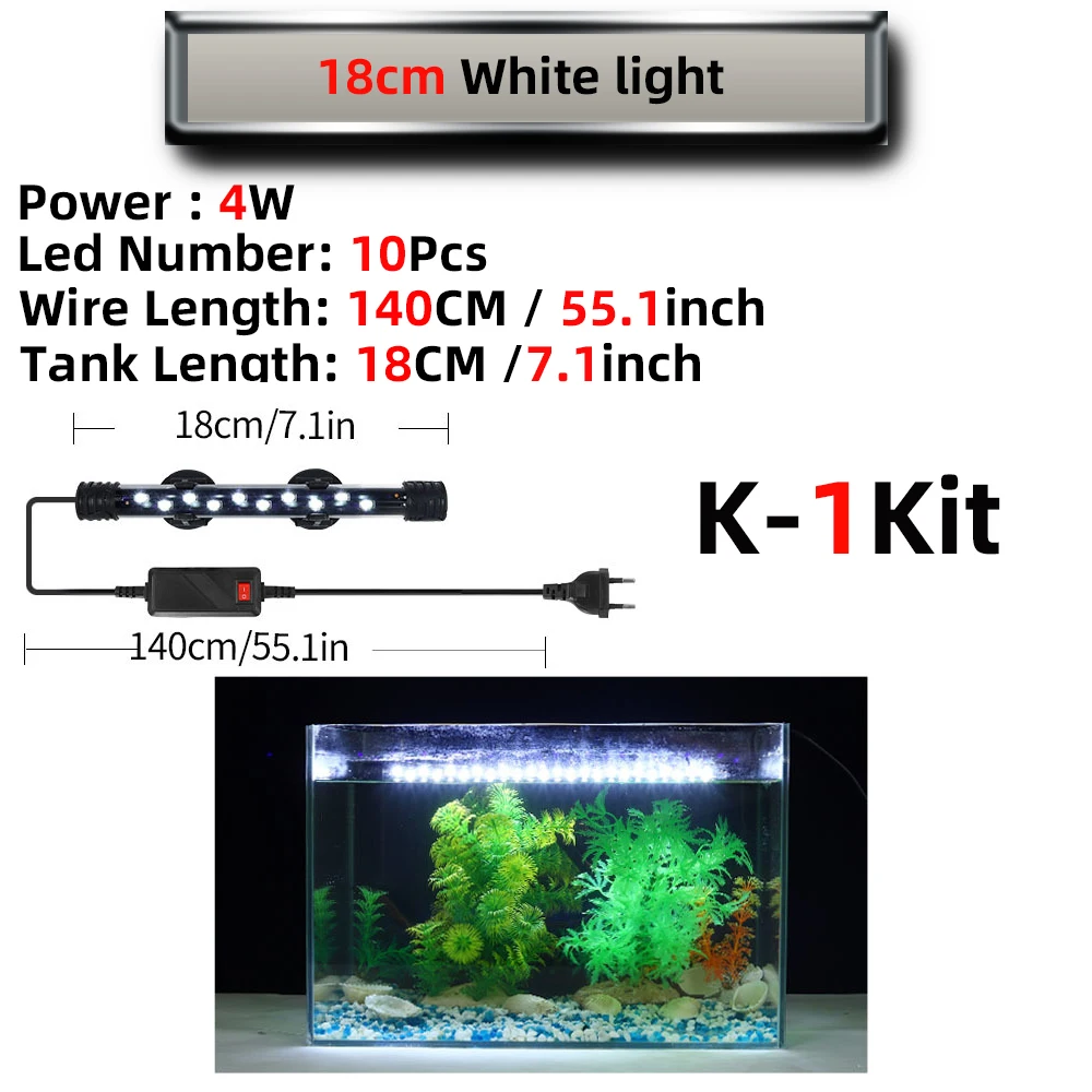 Podwodna lampa LED z klipsem do akwarium 220V do roślin i dekoracji Złoto