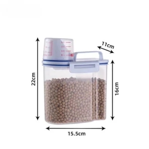Pojemnik na karmę dla zwierząt z miarką 1,5-2 kg Biały